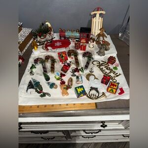 Huge lot miniature Christmas craft ornaments sleigh train candy kitschy